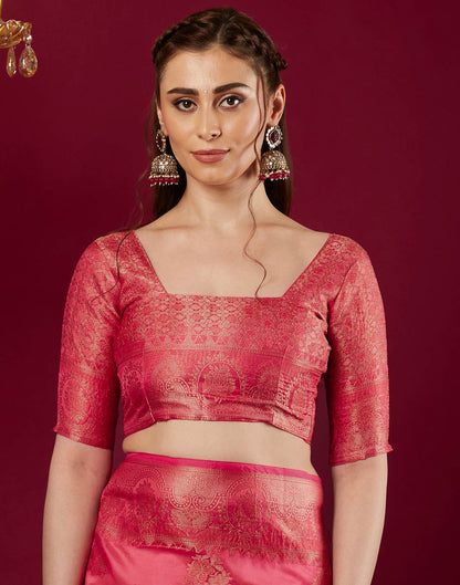 Pink Organza Woven Banarasi Saree