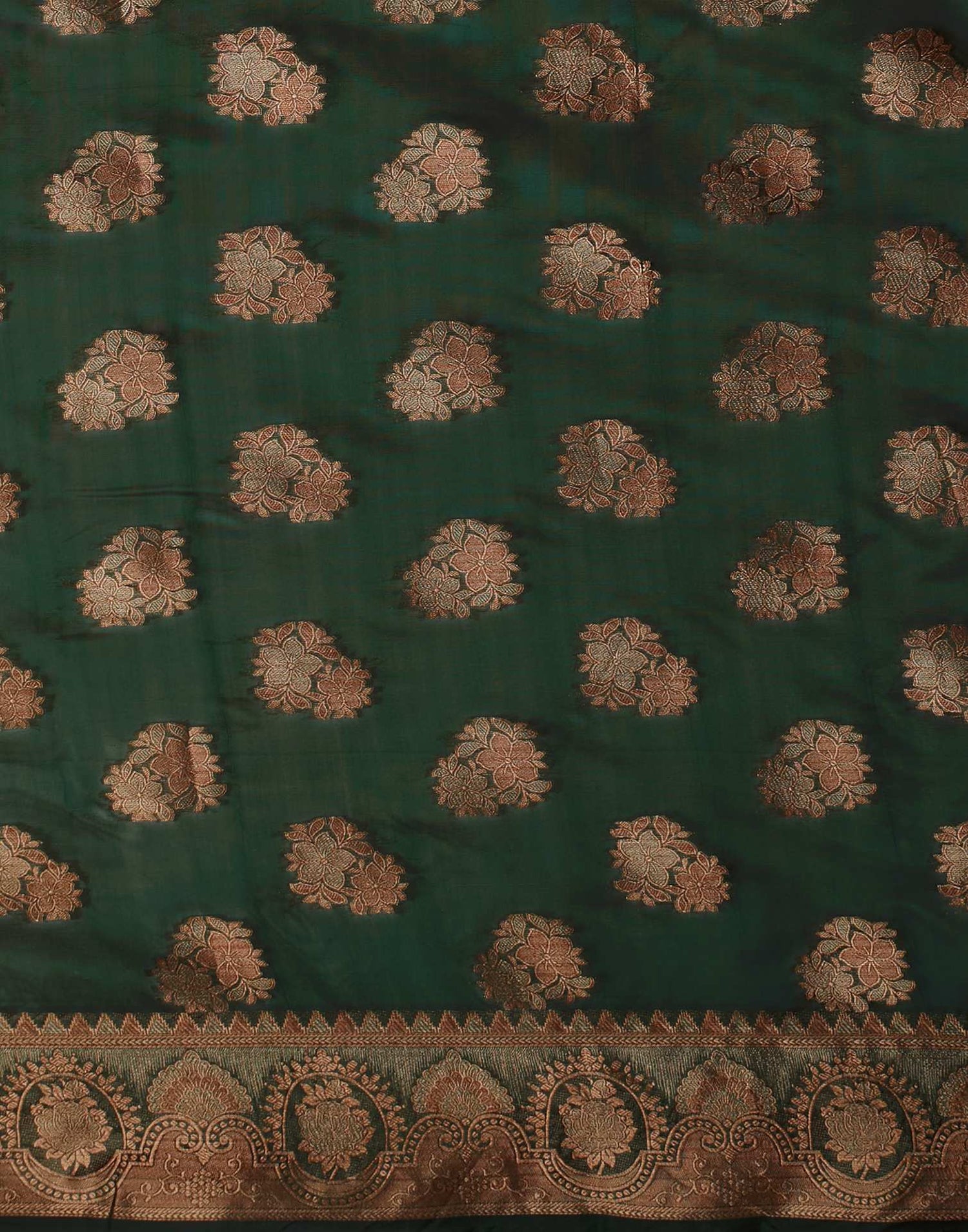 Dark Green Organza Woven Banarasi Saree