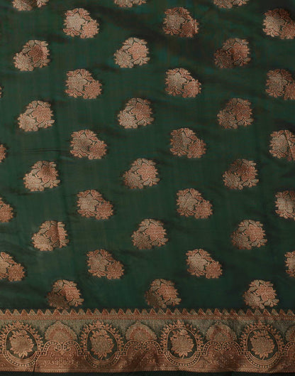 Dark Green Organza Woven Banarasi Saree