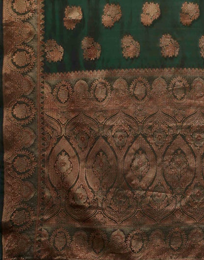 Dark Green Organza Woven Banarasi Saree