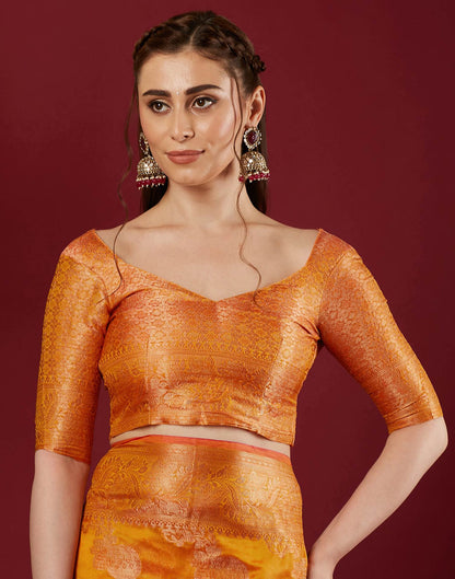 Turmeric Yellow Organza Woven Banarasi Saree