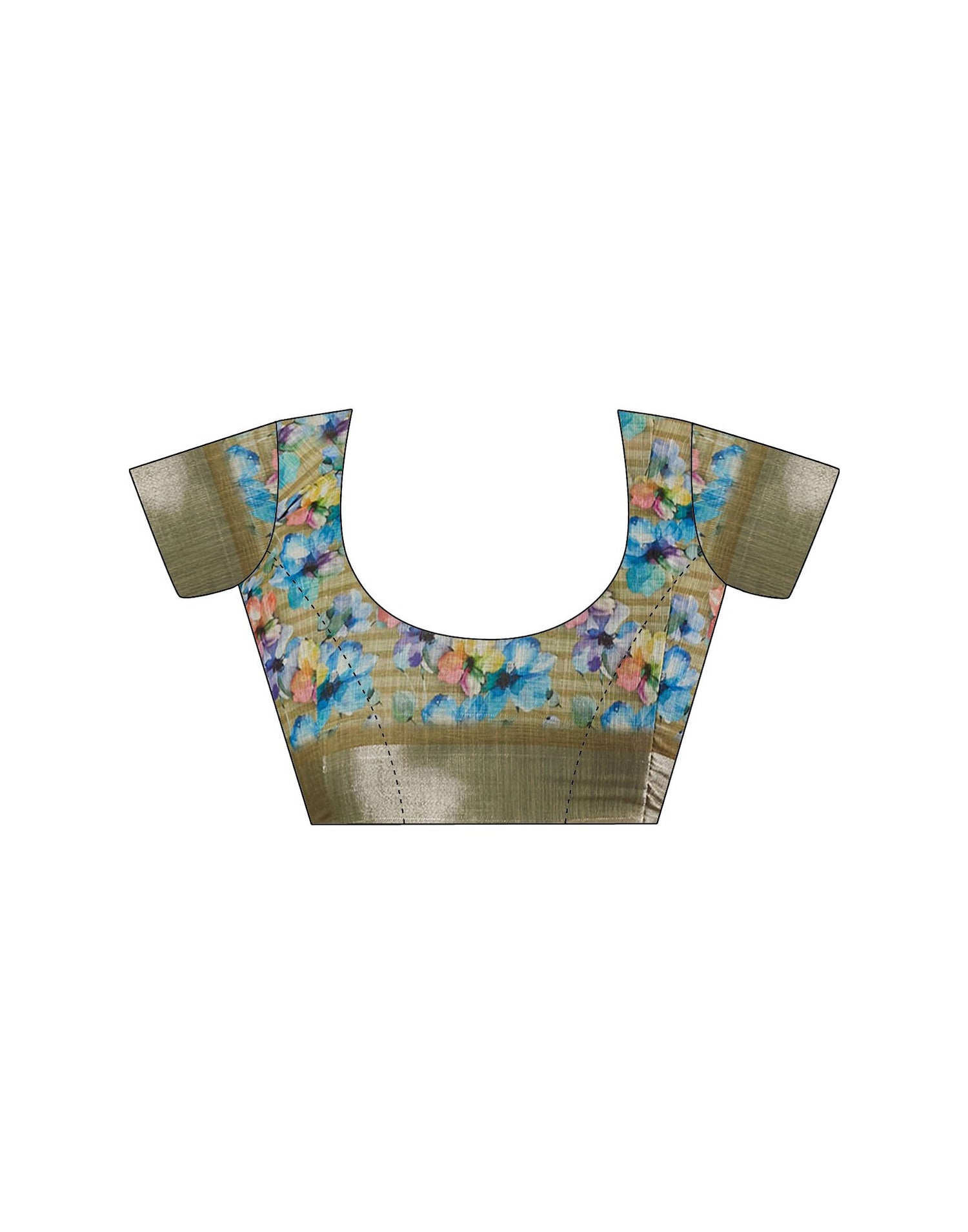Mustard Yellow Linen Floral Printed Saree