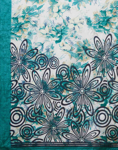 Blue Cotton Blend Floral Printed Saree
