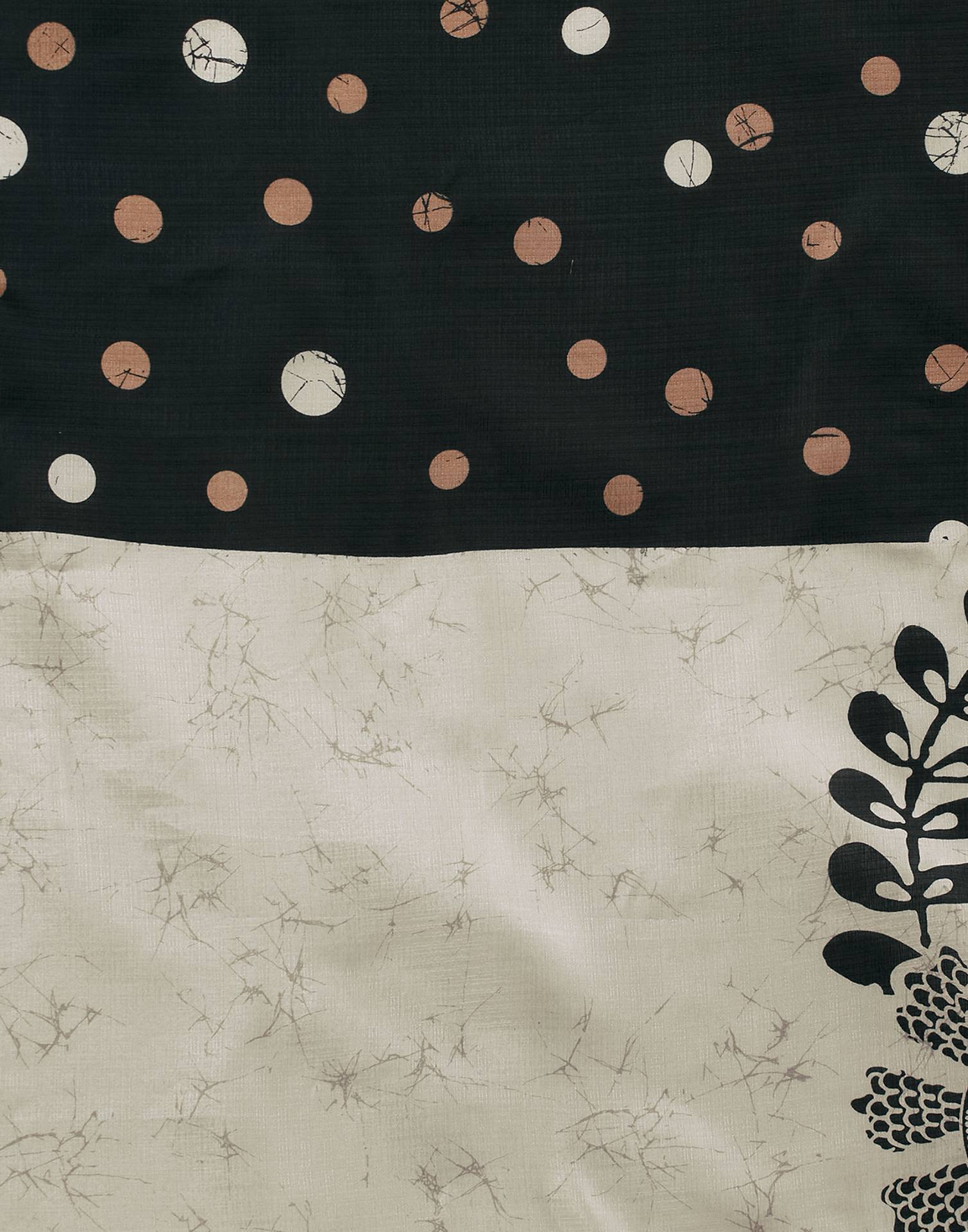 White Cotton Blend Floral Printed Saree
