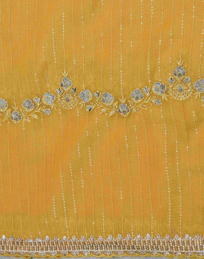 Yellow Organza Sequence Embroidery Saree
