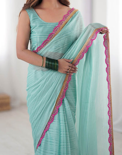 Sky Blue Shimmer Woven Plain Saree