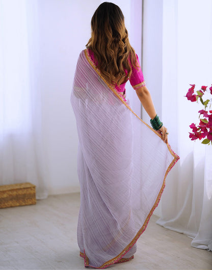 Light Purple Shimmer Woven Plain Saree