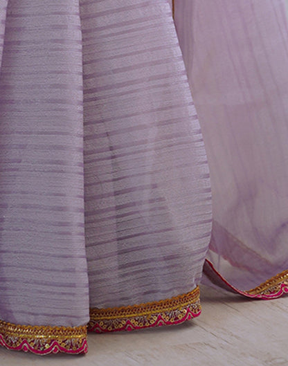 Light Purple Shimmer Woven Plain Saree