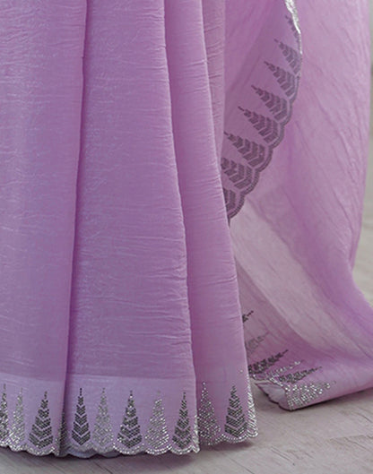 Lavender Shimmer Stone Work Plain Saree