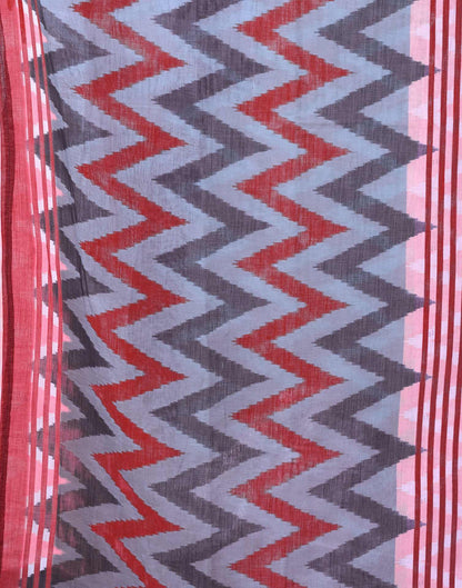 Pink Linen Ikkat Printed Saree
