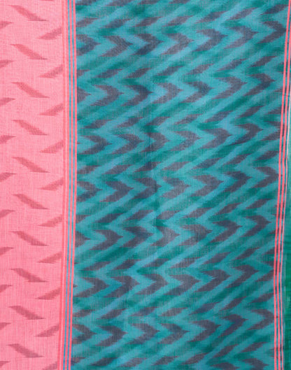 Pink Linen Ikkat Printed Saree