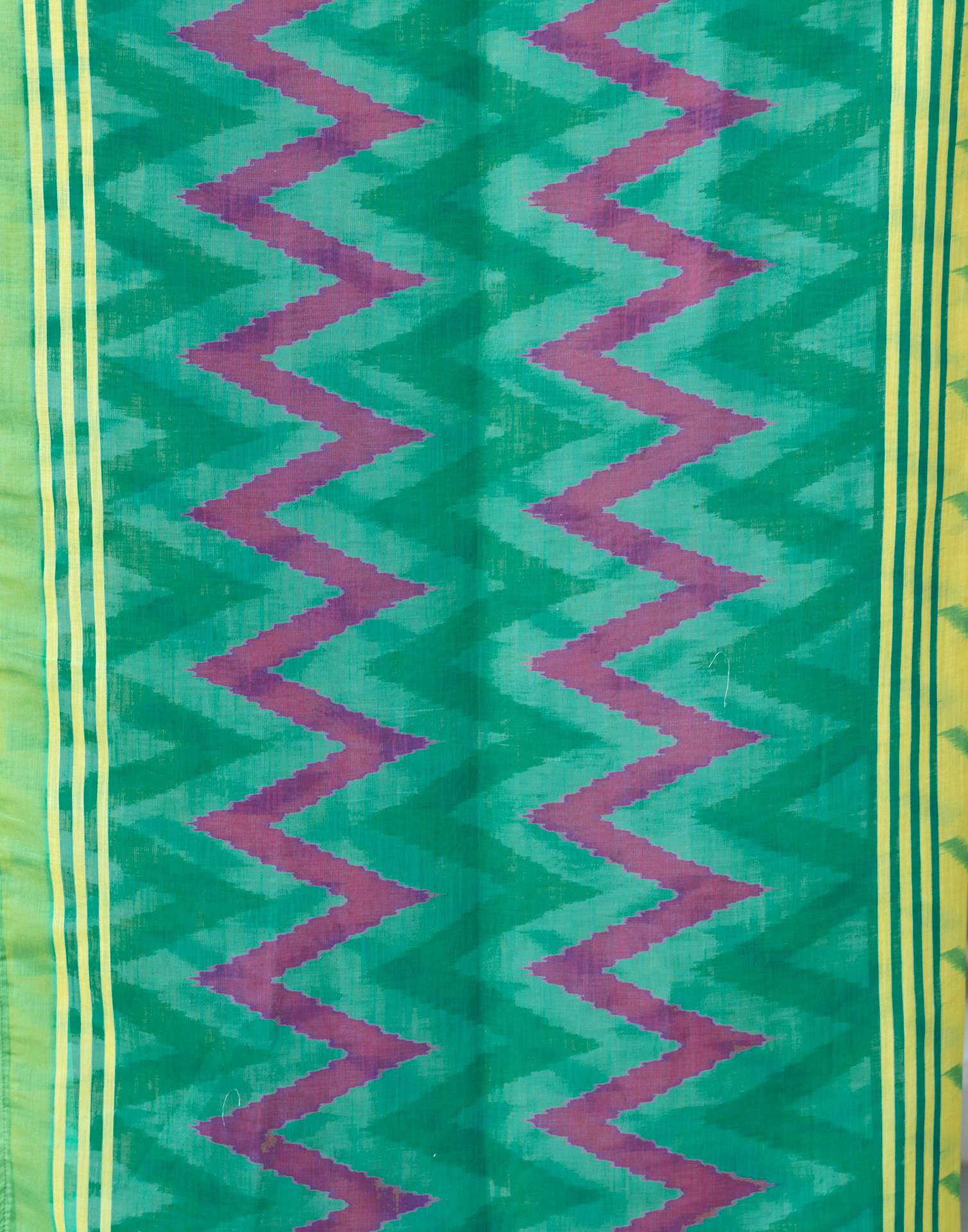 Lime Yellow Linen Ikkat Printed Saree