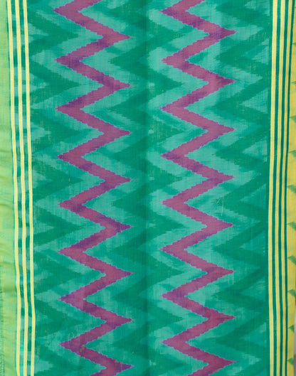 Lime Yellow Linen Ikkat Printed Saree