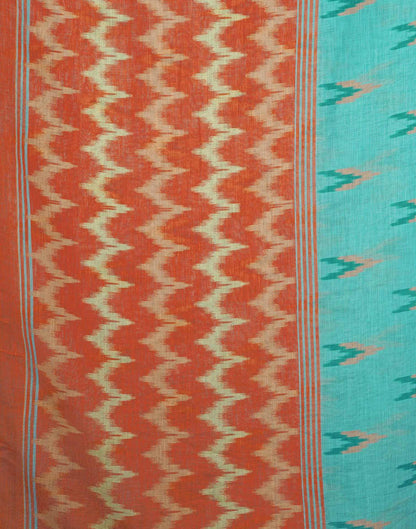 Blue Linen Ikkat Printed Saree