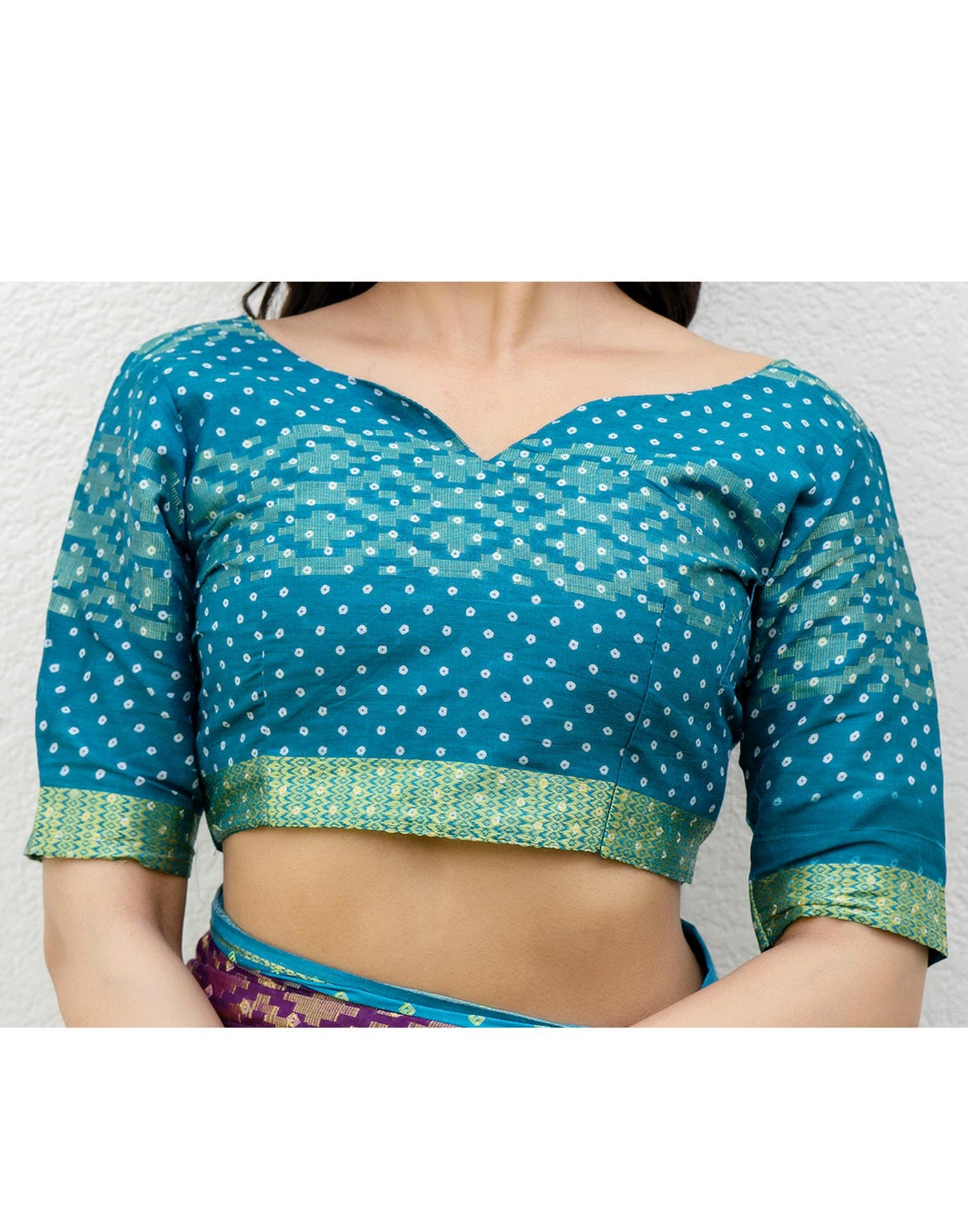 Purple Cotton Printed Bandhani Saree