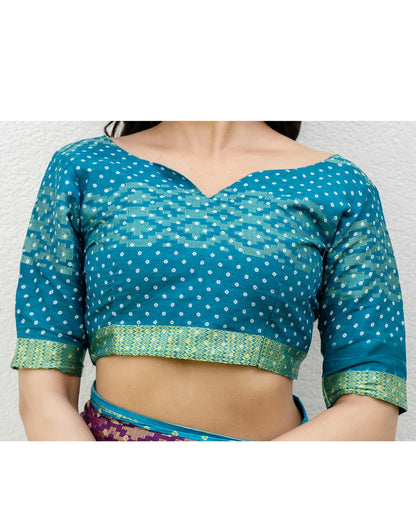 Purple Cotton Printed Bandhani Saree