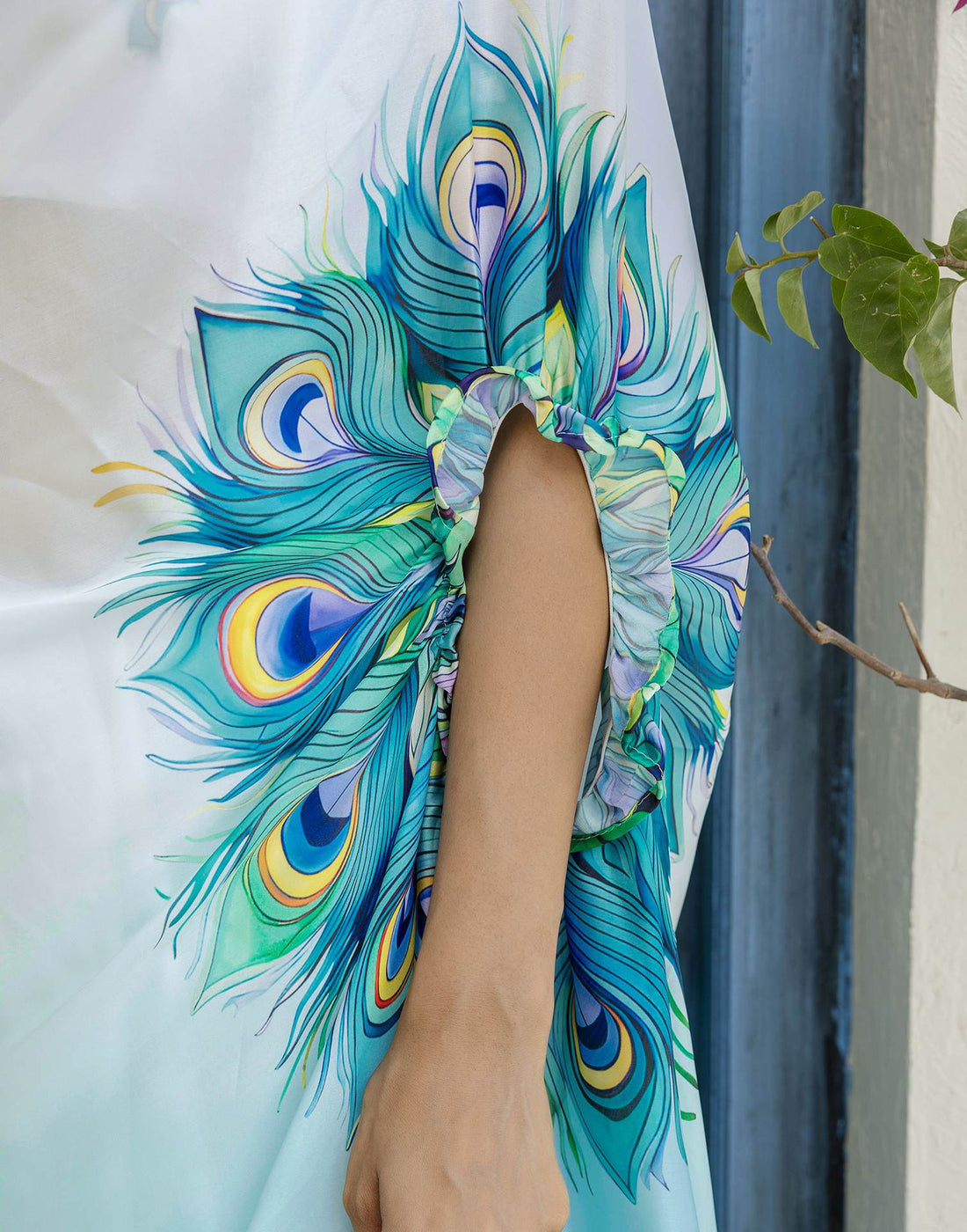 Handsfree Light Blue Satin Printed Saree