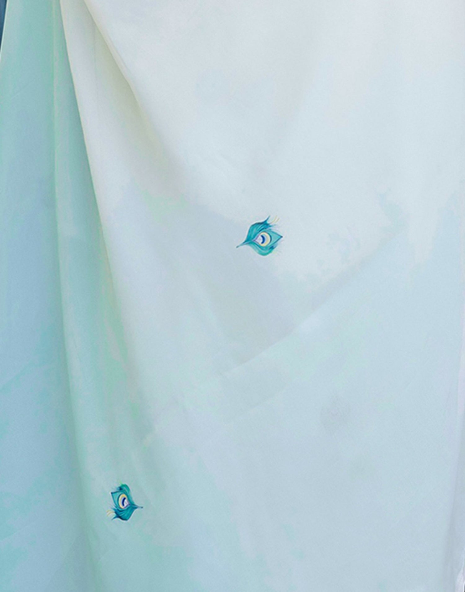 Handsfree Light Blue Satin Printed Saree