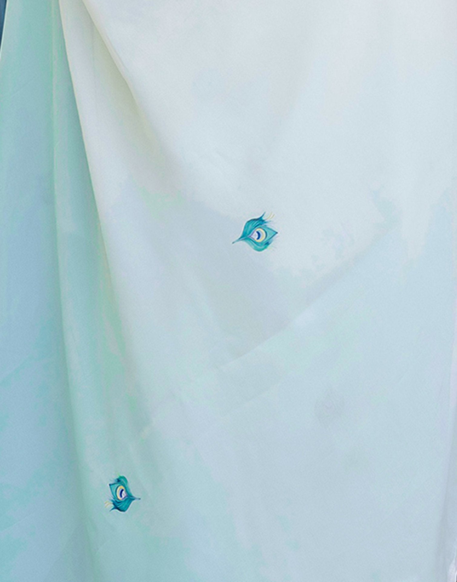 Handsfree Light Blue Satin Printed Saree