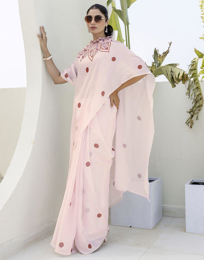 Handsfree Off White Satin Printed Saree