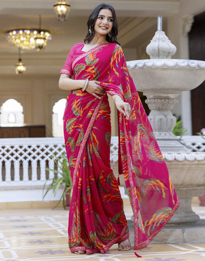Rani Pink Georgette printed Saree