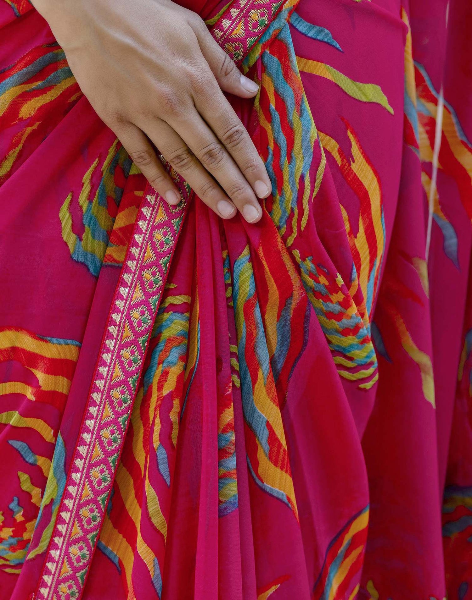 Rani Pink Georgette printed Saree