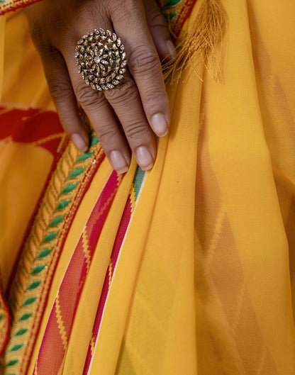 Yellow Georgette printed Saree