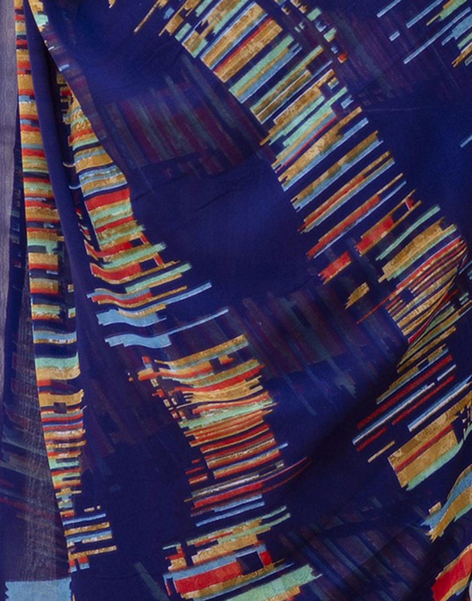 Navy Blue Georgette printed Saree
