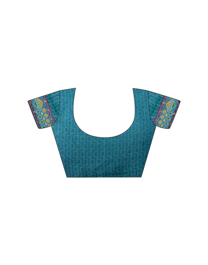 Teal Green Georgette printed Saree