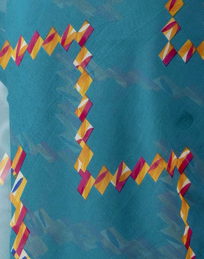 Teal Green Georgette printed Saree