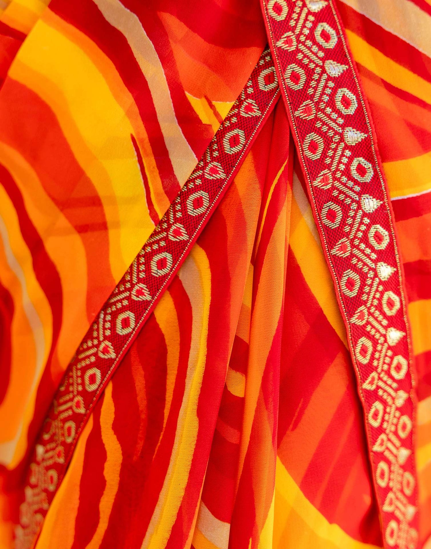 Red Georgette Printed Saree