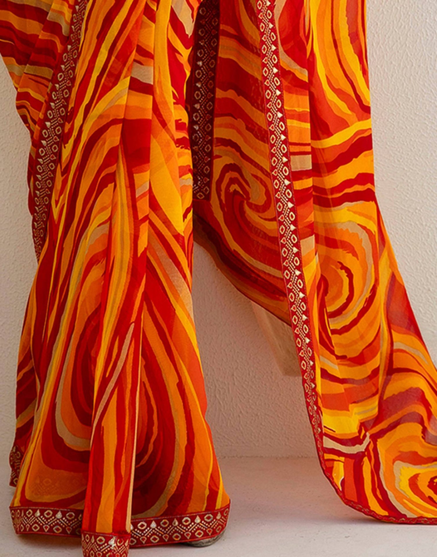 Red Georgette Printed Saree