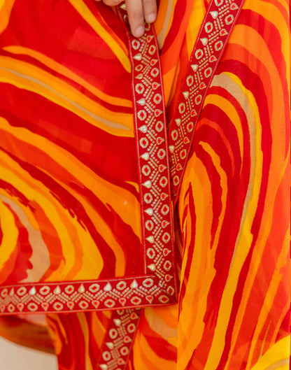 Red Georgette Printed Saree