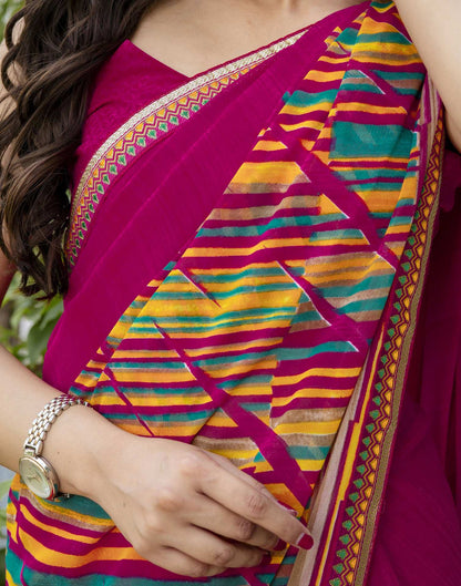 Rani Pink Georgette Printed Saree