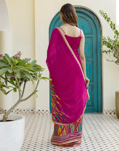 Rani Pink Georgette Printed Saree
