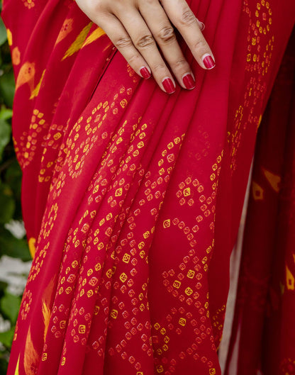Red Georgette Printed Saree