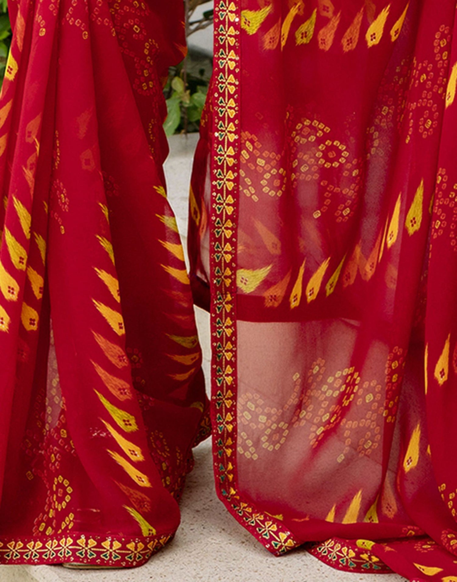 Red Georgette Printed Saree