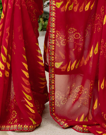 Red Georgette Printed Saree