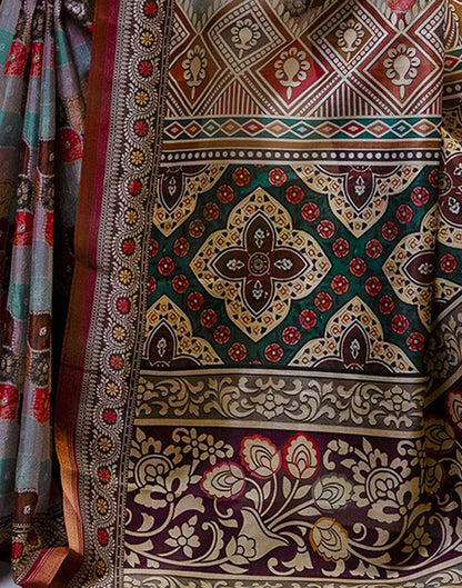 Multicoloured Dola Silk printed Saree