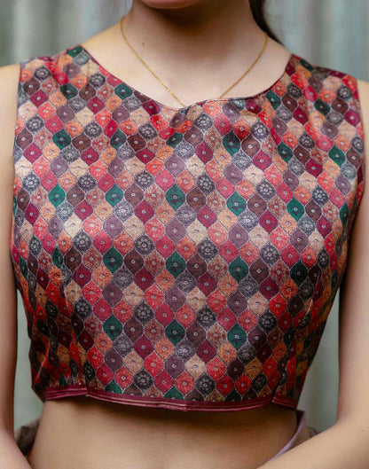 Multicoloured Dola Silk printed Saree