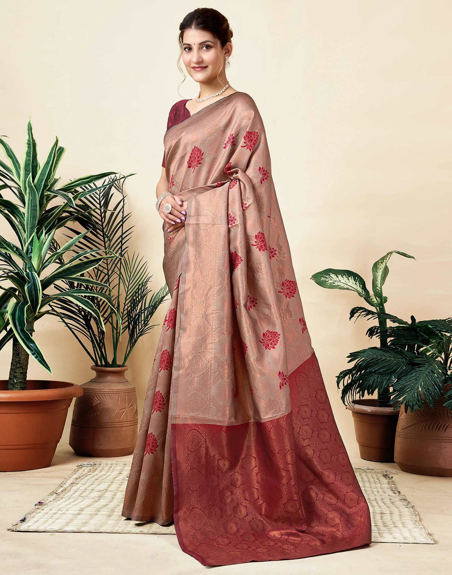 Brown Silk Woven Saree
