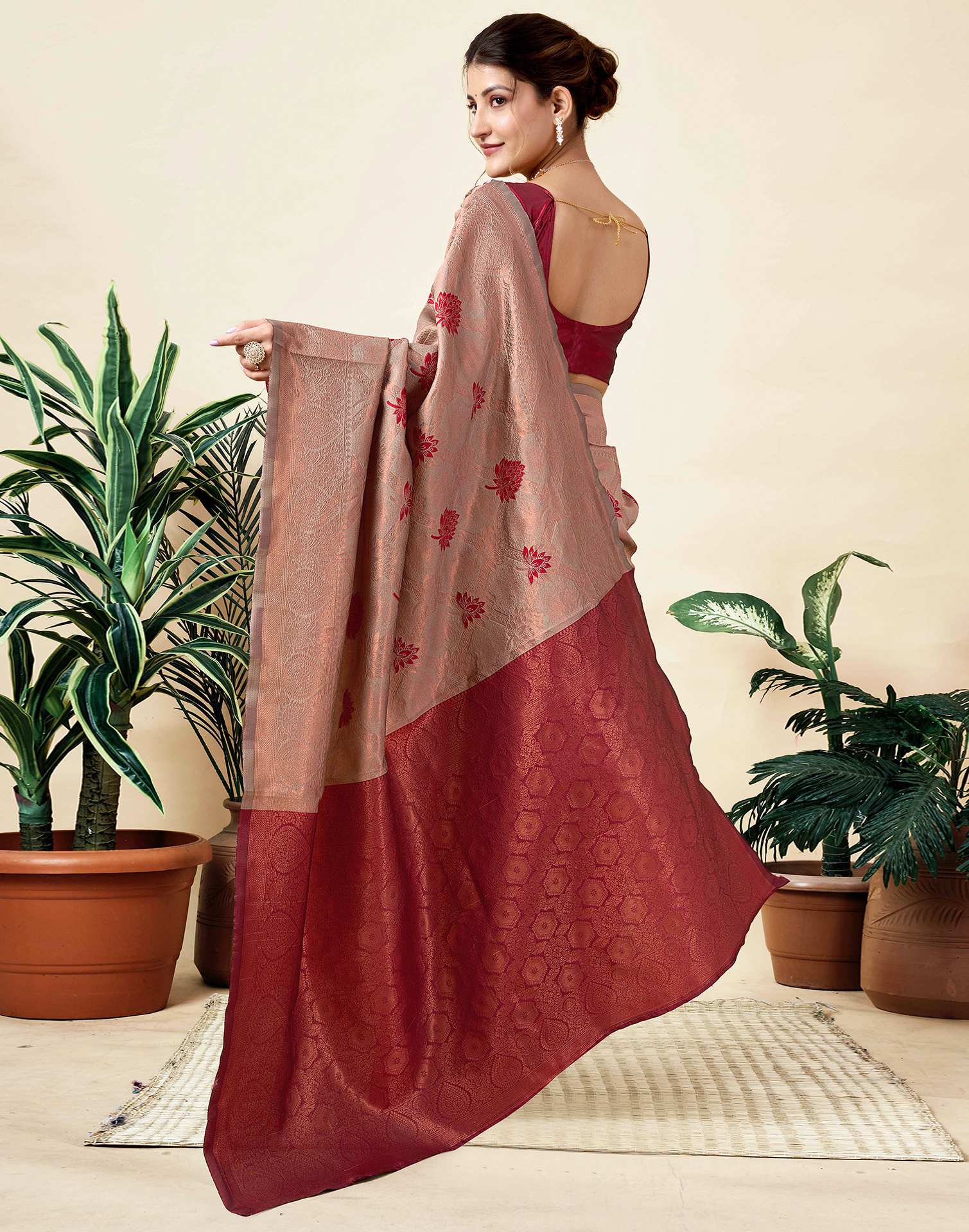 Brown Silk Woven Saree