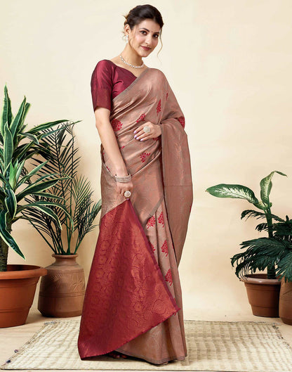 Brown Silk Woven Saree
