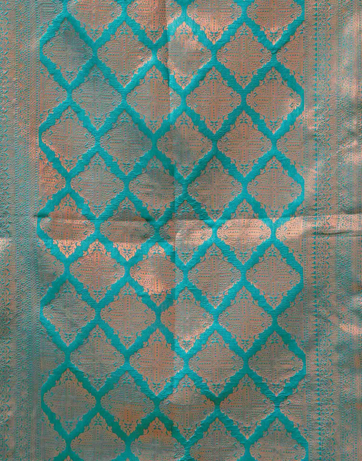 Teal Green Silk Woven Saree