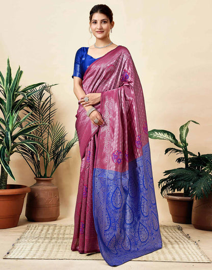 Rani Pink Silk Woven Saree