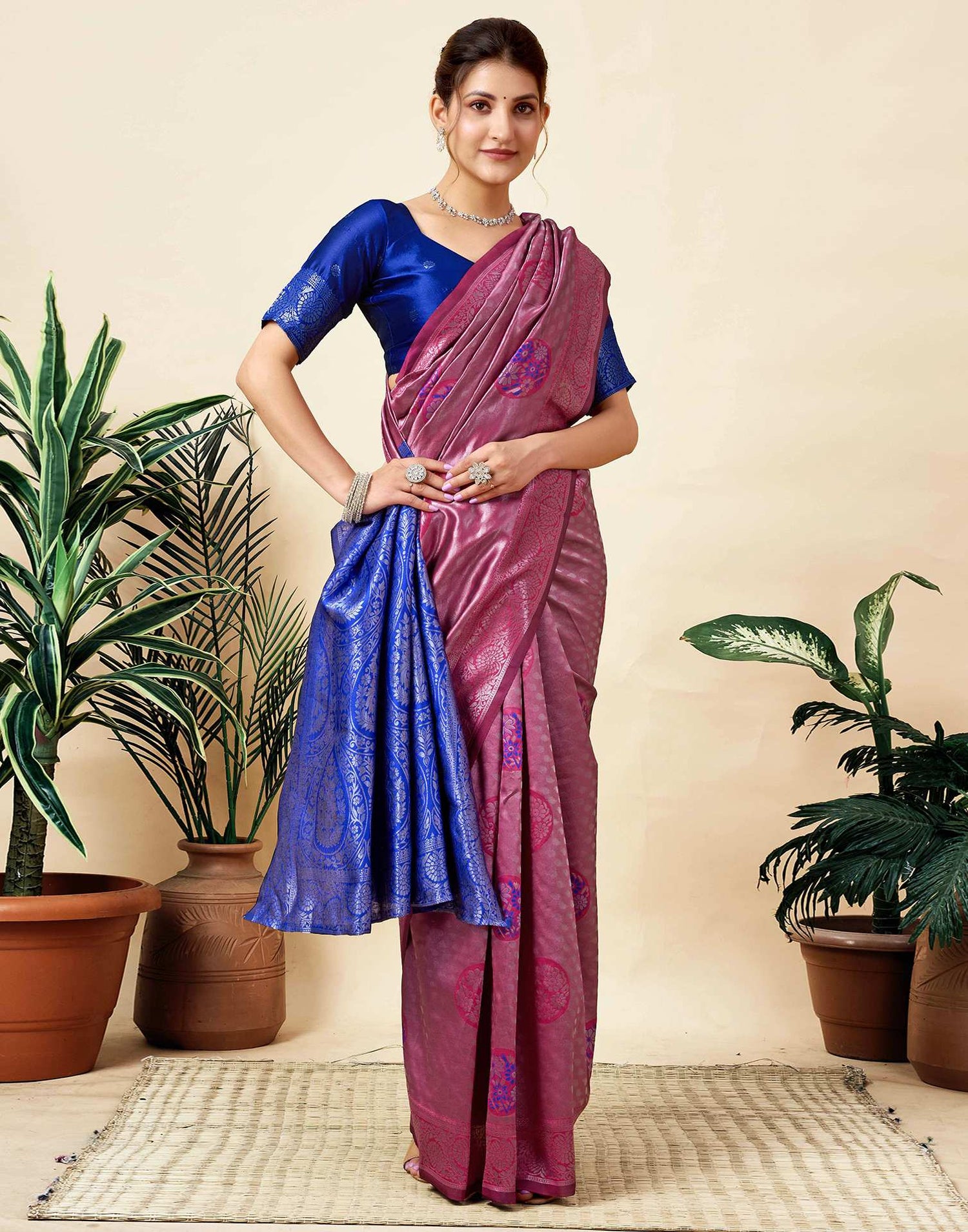 Rani Pink Silk Woven Saree
