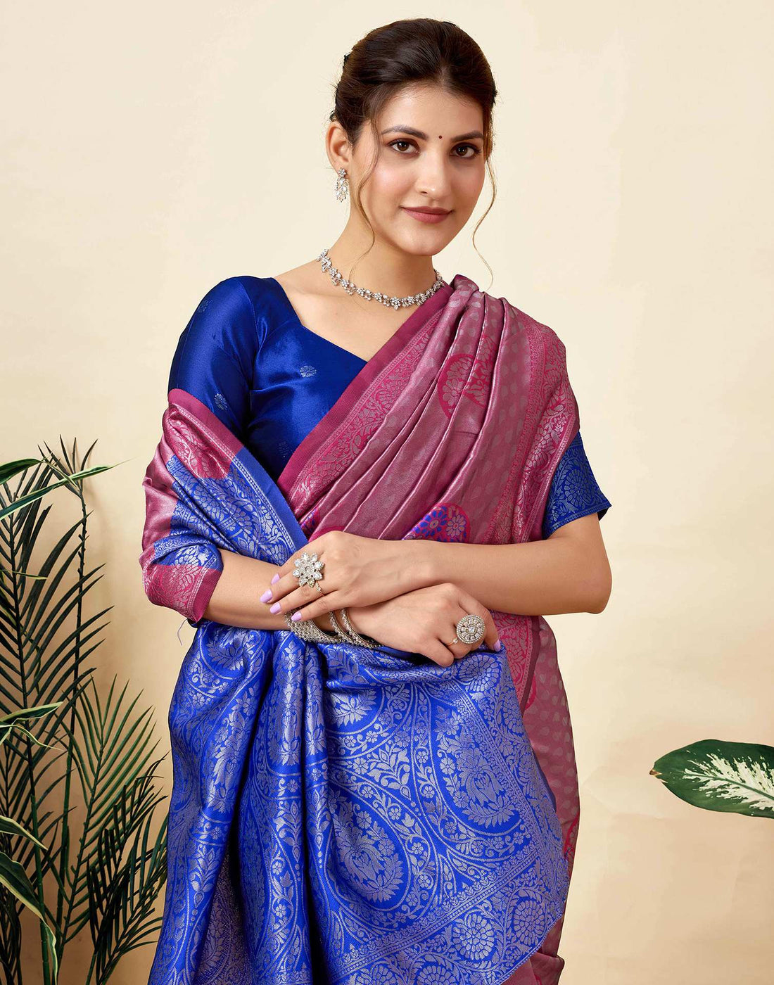 Rani Pink Silk Woven Saree