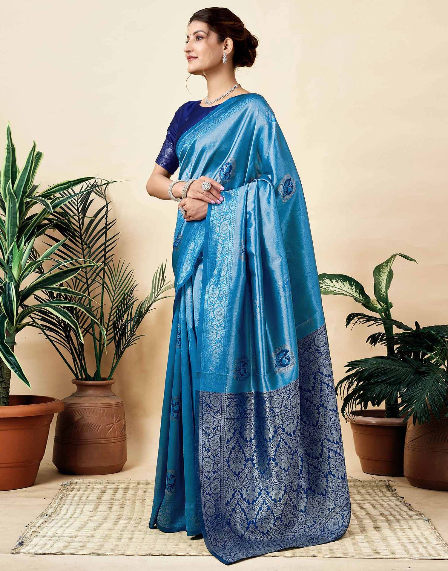 Blue Silk Woven Saree