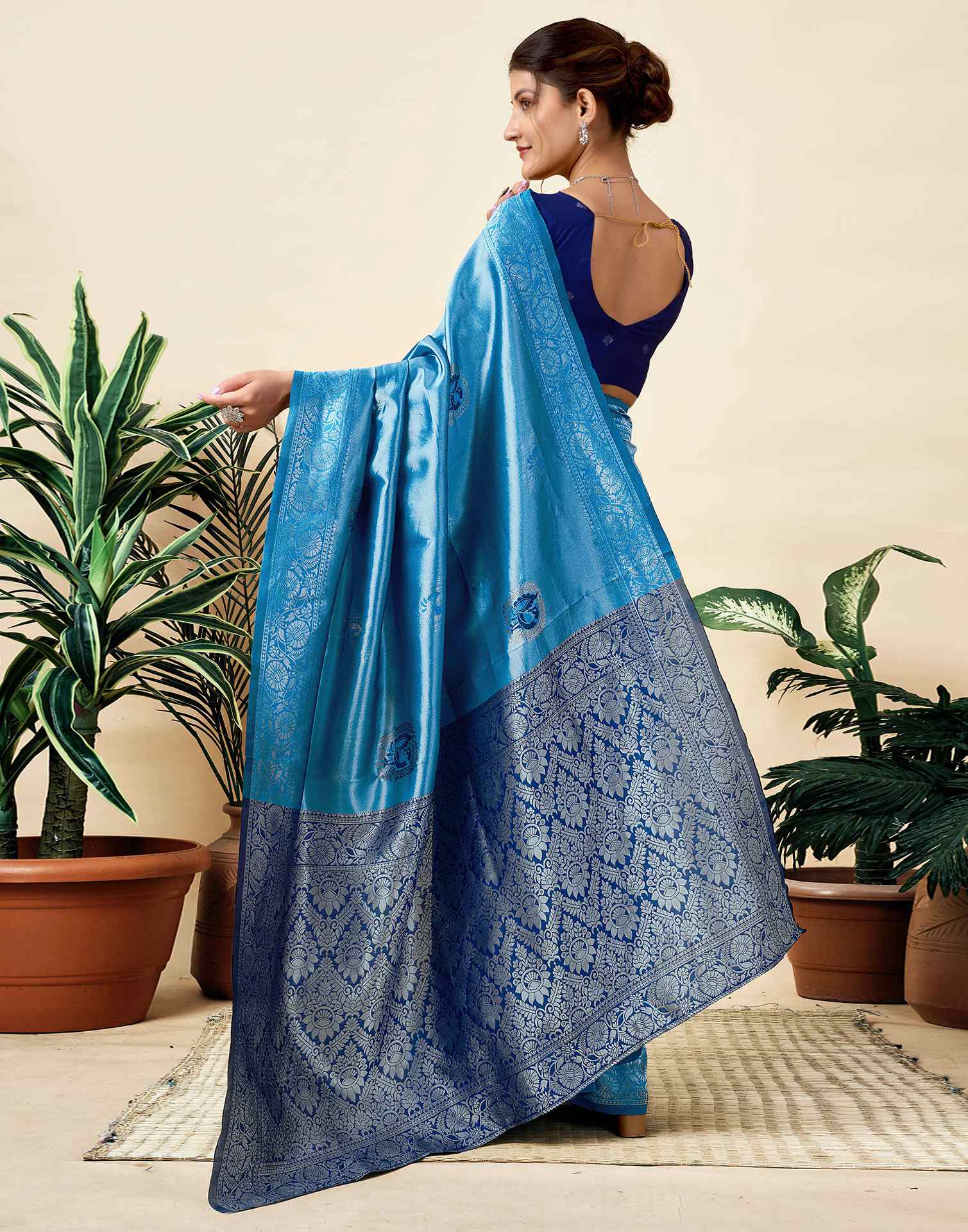 Blue Silk Woven Saree
