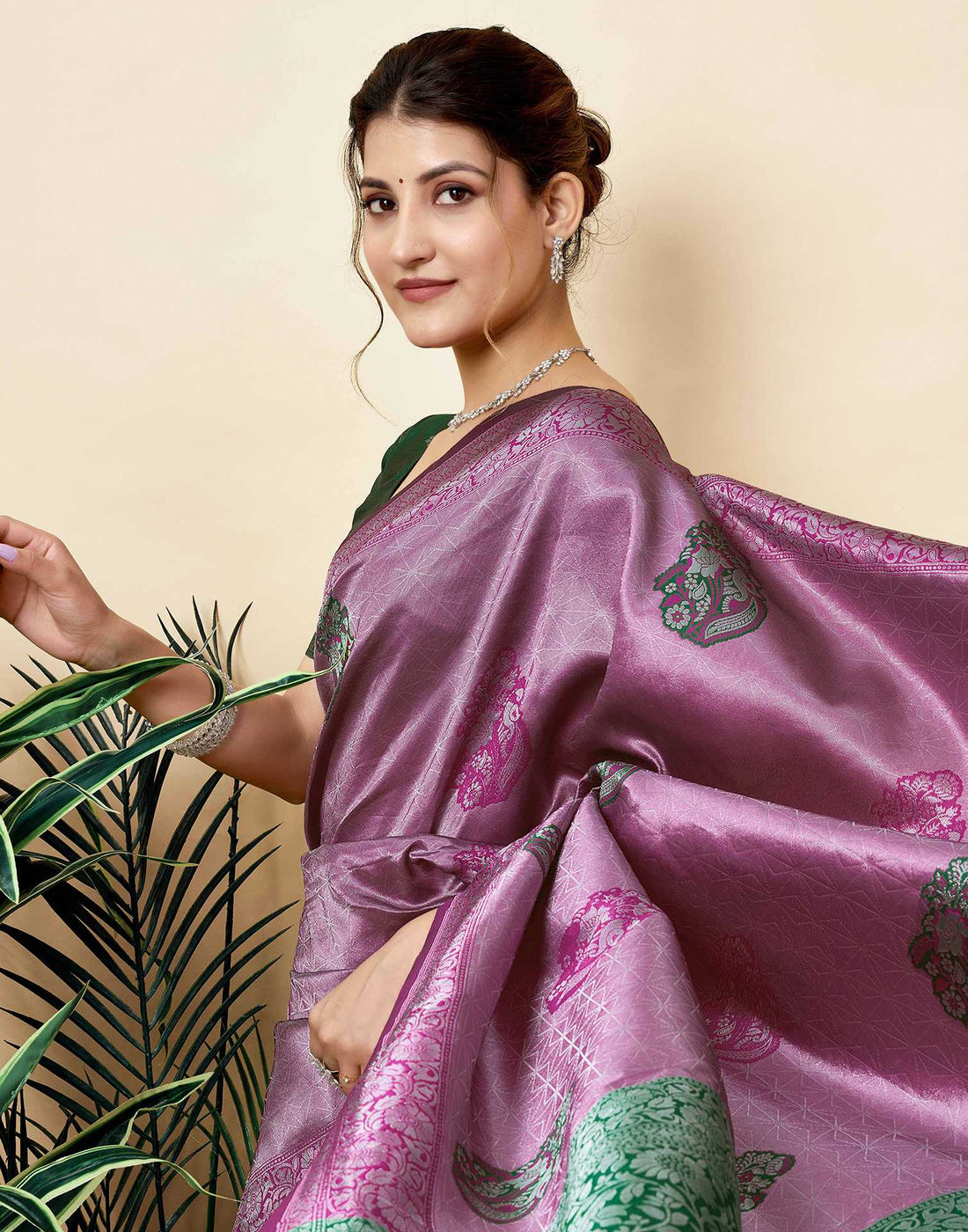 Dark Magenta Silk Woven Saree